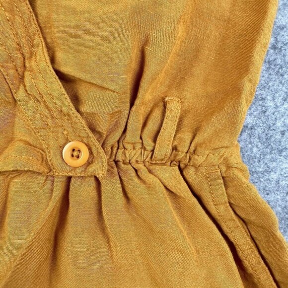 Anthropologie Maeve Luana Romper Women 0 Golden Linen Blend Boho Pockets NO BELT - Picture 4 of 16